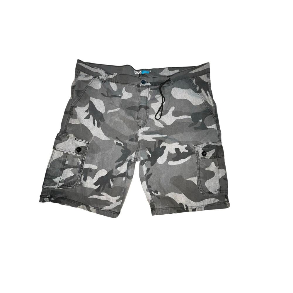 Blue Gear Gray Black Camouflage Cargo Shorts With Tech Pocket Size 42